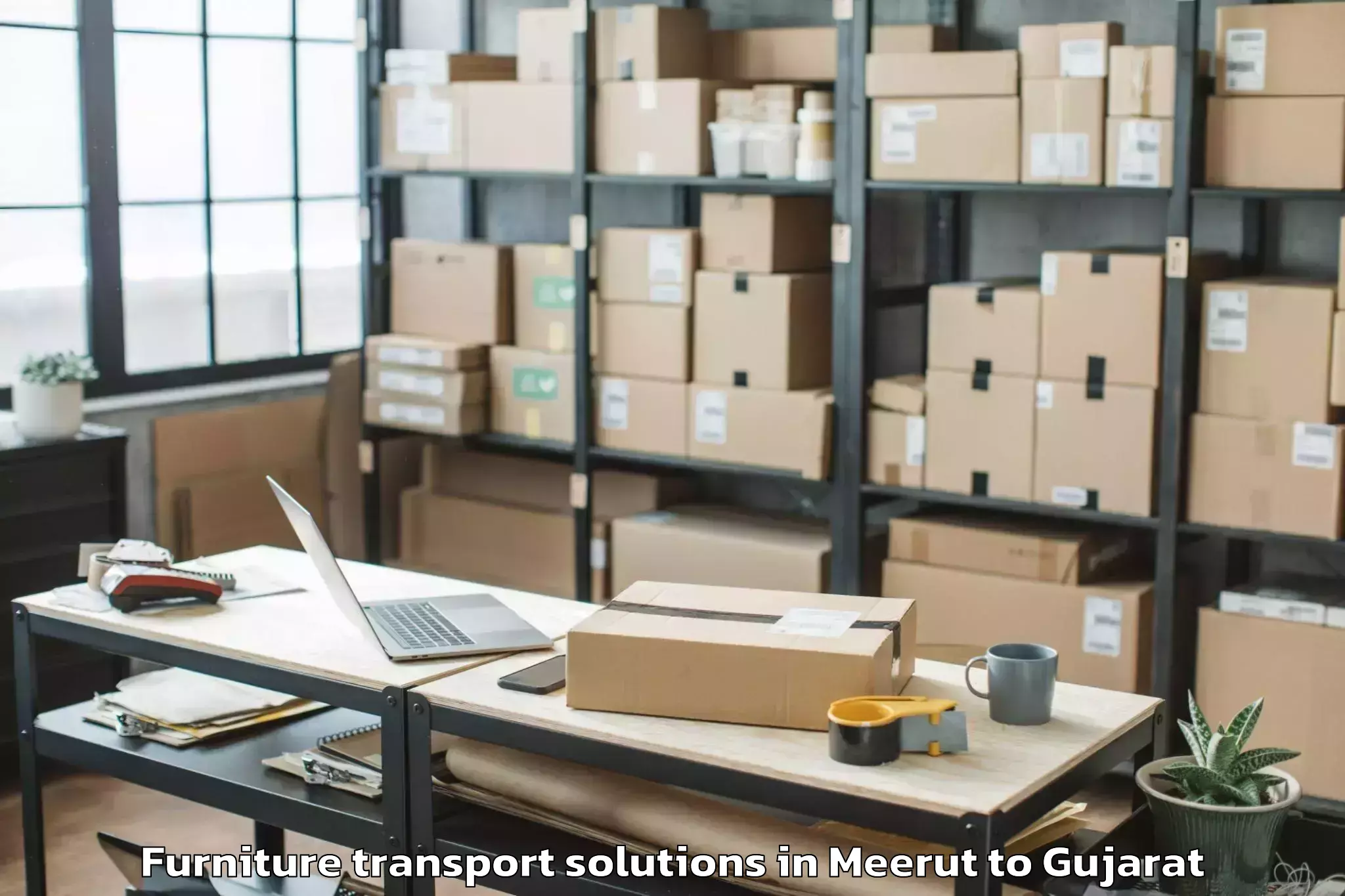 Trusted Meerut to Rajpipla Furniture Transport Solutions